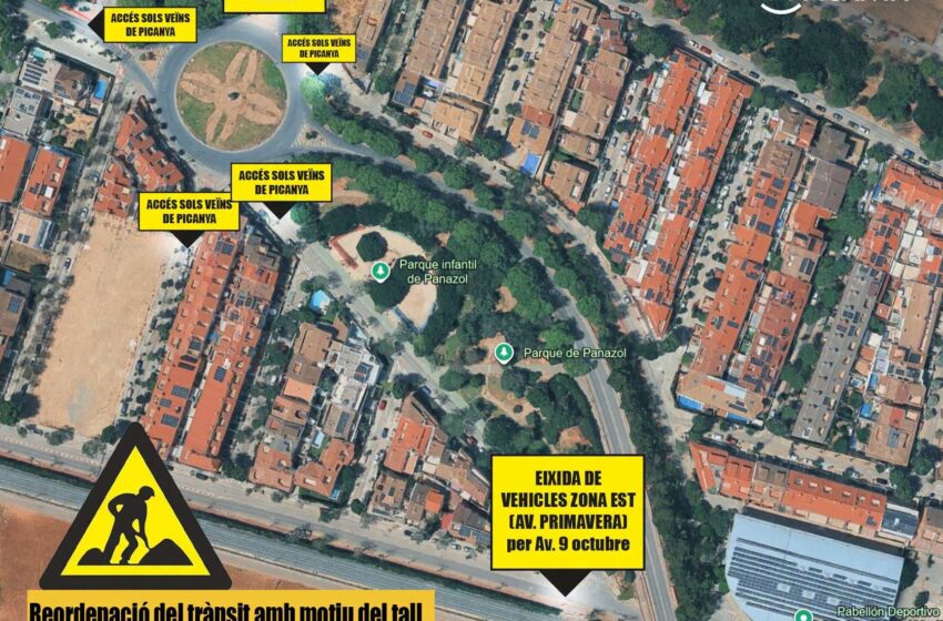  El tancament del pont de la ronda est obliga a desviar l’eixida nord de Picanya per la CV-33