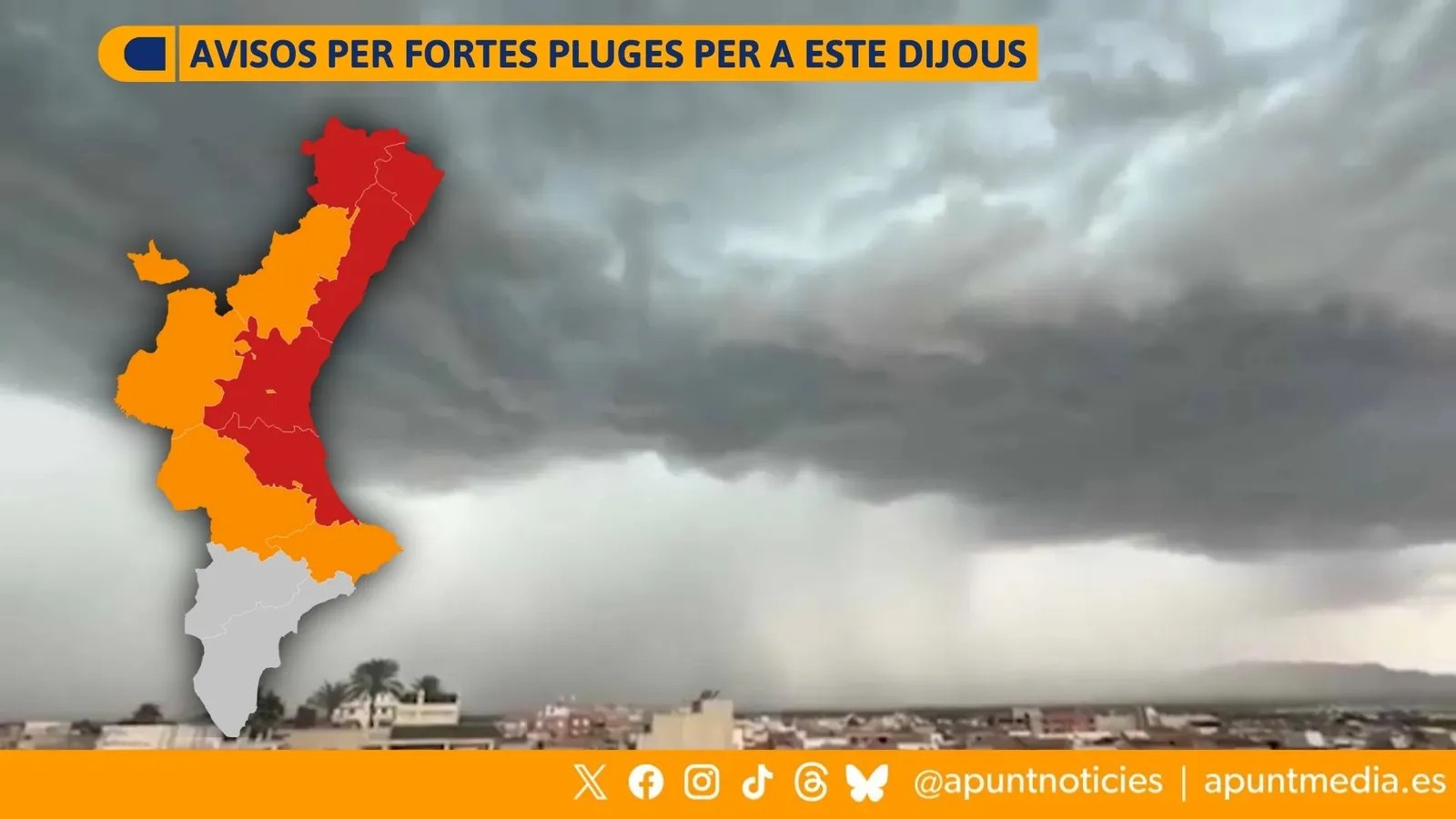 Alerta Roja per fortes pluges per a este dijous