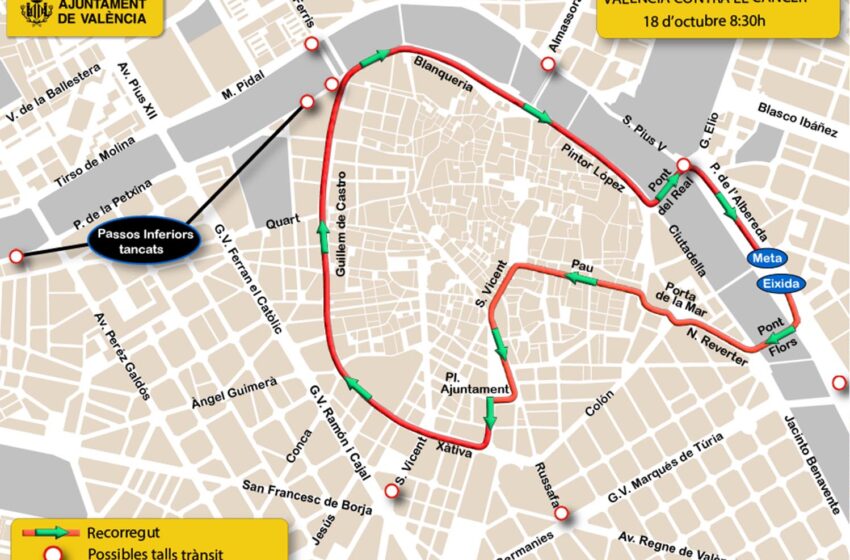  La carrera contra el càncer provocarà talls de trànsit i desviaments de l’EMT este diumenge